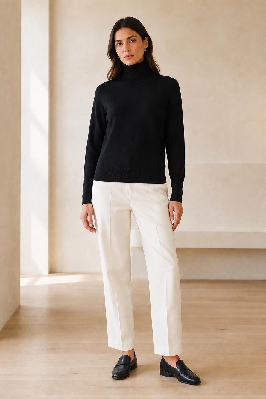 Quiet Luxury C by Bloomingdale’s Black Cashmere Turtleneck Sweater Minimalist XS
